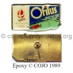 09 07 Club Coubertin Yoplait pin Ofilus bobsleigh epoxy signed © COJO 1989