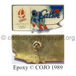 09 08 Club Coubertin Yoplait pin Calin downhill epoxy signed © COJO 1989