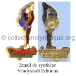 103 01 media press agencies Vandystadt Allsport Photo pin France Surya Bonaly blue synthetic enamel signed by Vandystadt Editions