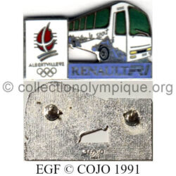 19 04 pin's Club Coubertin Renault bus FR1 émail grand feu 5 vitres signé © COJO 1991