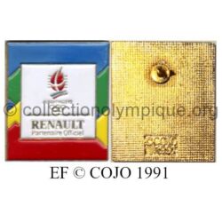 20 08 pin's Club Coubertin Renault rectangle vertical émail à froid signé © COJO 1991
