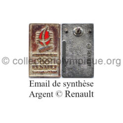 21 05 pin's Club Coubertin Renault rectangle vertical argent en creux émail de synthèse signé © Renault