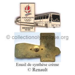 21 08 pin's Club Coubertin Renault bus FR1 GTX émail de synthèse crème signé © Renault
