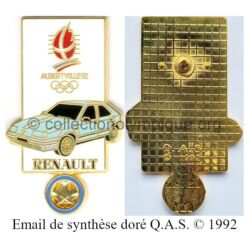 22 02 pin's Club Coubertin Renault doré bleu signé Q.A.S. (Québec Auto Sport) © 1992
