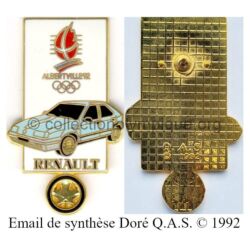 22 04 pin's Club Coubertin Renault doré noir signé Q.A.S. (Québec Auto Sport) © 1992