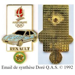 22 10 pin's Club Coubertin Renault doré vert signé Q.A.S. (Québec Auto Sport) © 1992