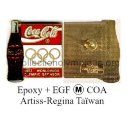 28_09 TOP club Coca-Cola pin epoxy + hard enamel signed Trade Mark COA made by Artiss-Regina Taiwan