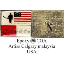 32_06 TOP club Coca-Cola pin hockey USA epoxy signed Trade Mark COA made by Artiss Calgary Malaysia