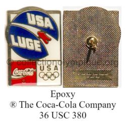 33_08 TOP club Coca-Cola pin USA luge epoxy signed ® The Coca-Cola Company 36 USC 380