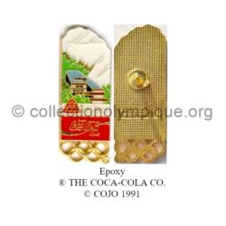 34_11 Les Arcs TOP club Coca-Cola pin epoxy signed ® THE COCA-COLA CO. © COJO 1991