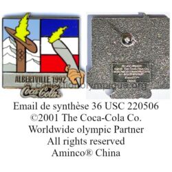 36_05 TOP club Coca-Cola pin Albertville 1992 cauldron, torch synthtic enamel signed 36 USC 220506 ©2001 The Coca-Cola Co. World Wide Partner All rights reserved made by AMINCO® China