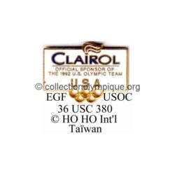 85 11 pin's partenaires équipes étrangères USA Clairol produits de soin pour cheveux émail grand feu signé USOC 36 USC 380 © HO HO INT'L Taïwan