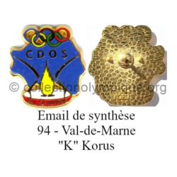 128 25 pin's comité départemental olympique et sportif (CDOS) du Val-de-Marne (94) émail de synthèse fabriqué par "K" Korus