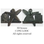 178 06 pin's pont entre Albertville 1992 et Lillehammer 1994 3D bronze signé © 1992 LOOC