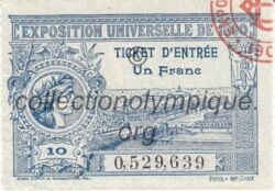 1900 paris olympic ticket, front 7,3 x 5,2 cm, the Olympic Games were held in conjunction with the World Exposition