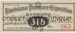 1904 St Louis olympic ticket, front 6,9 x 3 cm, the Olympic Games were held in conjunction with the World Exposition