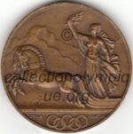 1928 St Moritz médaille olympique participant recto, bronze - athlètes - officiels - 37 mm - designer Milo Martin fabrication Huguenin Frères (Le Locle, Suisse)