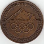 1936 Garmisch-Partenkirchen médaille olympique de participant recto, bronze - athlètes - 60 mm - 1660 ex. - designer Kunststickerei M. JÖRRES