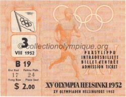 1952 Helsinki olympic ticket closing ceremony 08/03/1952, 11,5 x 8,9 cm