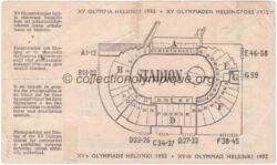 1952 Helsinki olympic ticket athletics 07/21/1952, back 15 x 8,9 cm