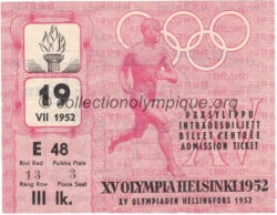 1952 Helsinki olympic ticket opening ceremony 07/19/1952, 11,5 x 8,9 cm