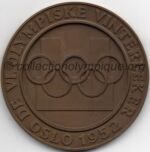 1952 Oslo médaille olympique de participant recto, cuivre - athlètes et officiels - 56 mm - 1900 ex. - fabrication Th. Marthinsen (Tønsberg, Norvège)