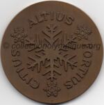 1952 Oslo médaille olympique de participant verso, cuivre - athlètes et officiels - 56 mm - 1900 ex. - fabrication Th. Marthinsen (Tønsberg, Norvège)