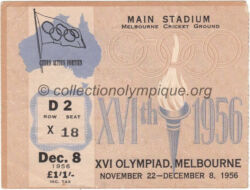 1956 Melbourne olympic ticket closing ceremony 12/08/1956, 11,8 x 9 cm