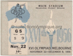1956 Melbourne olympic ticket opening ceremony 11/22/1956, 11,8 x 9 cm