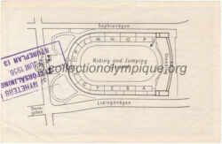 1956 Stockholm billet olympique équitation saut 14/06/1956, verso 12 x 7,9 cm