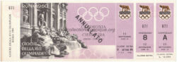 1960 Rome billet olympique cérémonie de clôture, 11/09/1960, 27,8 x 9,7 cm