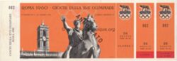 1960 Rome billet olympique cérémonie d'ouverture, 25/08/1960, 27,8 x 9,7 cm