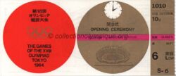 1964 Tokyo Olympic ticket opening ceremony, 10/10/1964, 18 x 8 cm