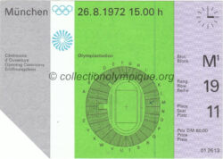 1972 Munich olympic ticket opening ceremony, 08/26/1972, 14,8 x 10,5 cm