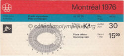 1976 Montreal olympic ticket athletics, olympic park, 07/30/1976, front 15,3 x 7 cm