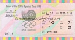1988 Seoul olympic ticket opening ceremony, 09/17/1988, 13,8 x 7,5 cm