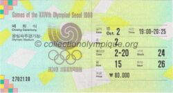 1988 Seoul olympic ticket closing ceremony, 10/02/1988, 13,8 x 7,5 cm