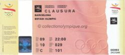 1992 Barcelona olympic ticket closing ceremony, 08/09/1992, 21 x 9,2 cm