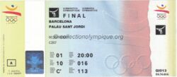 1992 Barcelona olympic ticket Gymnastics, Palau Sant Jordi, 07/28/1992, front 21 x 9,2 cm