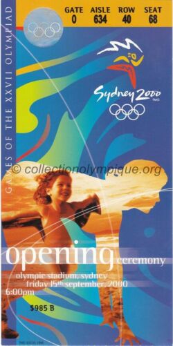 2000 Sydney olympic ticket opening ceremony, 09/16/2000, 19,2 x 9,5 cm