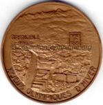1968 Grenoble médaille olympique de participant verso, bronze - athlètes - 68 mm - designer J.M. COEFFIN