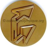 1972 Sapporo médaille olympique de participant verso, bronze - athlètes et officiels - 60 mm - 10000 ex. - designer Shigeo Fukuda