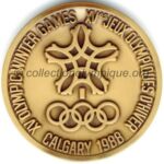 1988 Calgary médaille olympique de participant recto, bronze - athlètes et officiels - 64 mm - 10000 ex. - designer Cornelius Martens